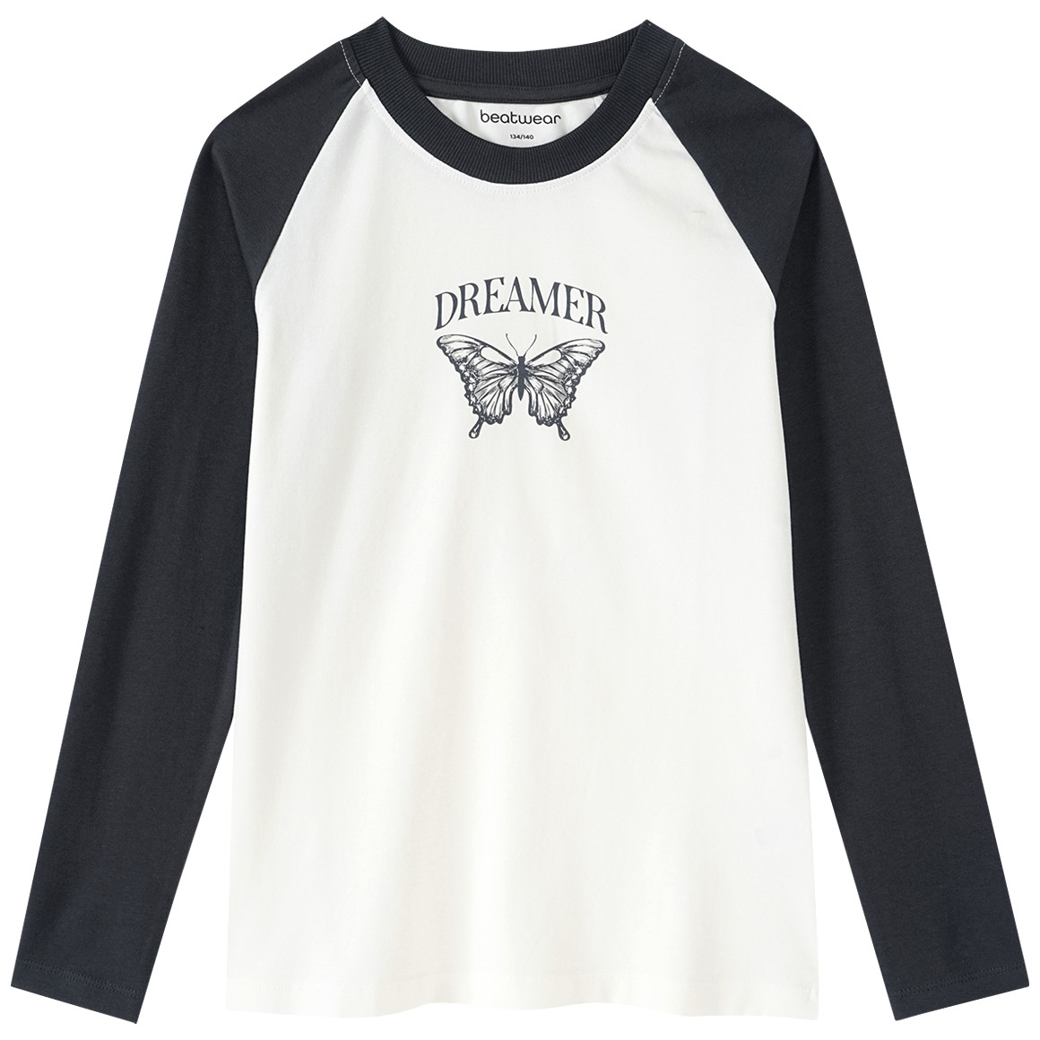 Beatwear Mädchen Langarmshirt mit Raglanärmeln dunkelgrau / weiss