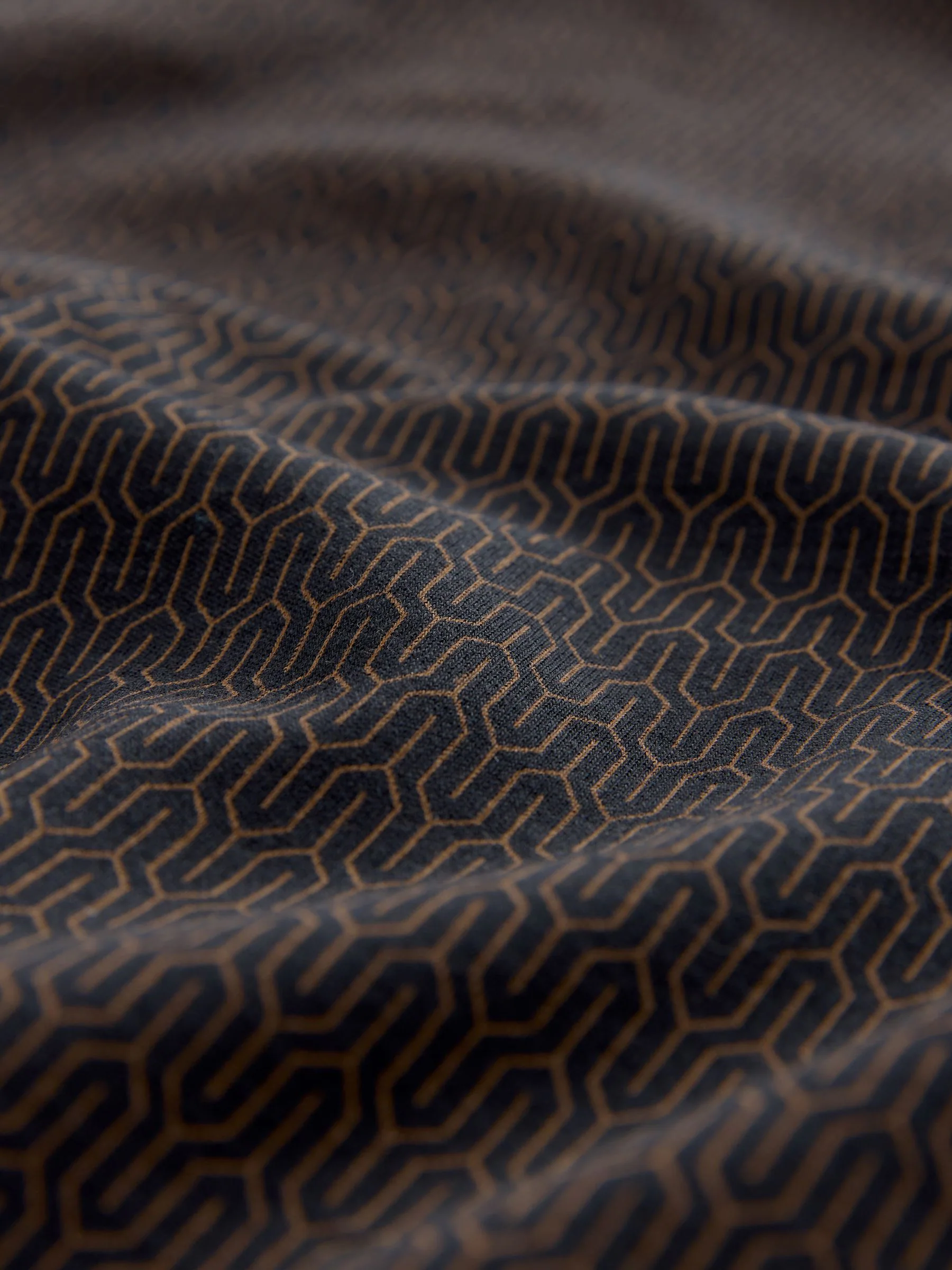 Zwart - Pattern Quarter Zip Polo Shirt