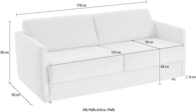 PLACES OF STYLE Schlafsofa »Limone« für Dauerschläfer geeignet inklusive hochwertige Matratze