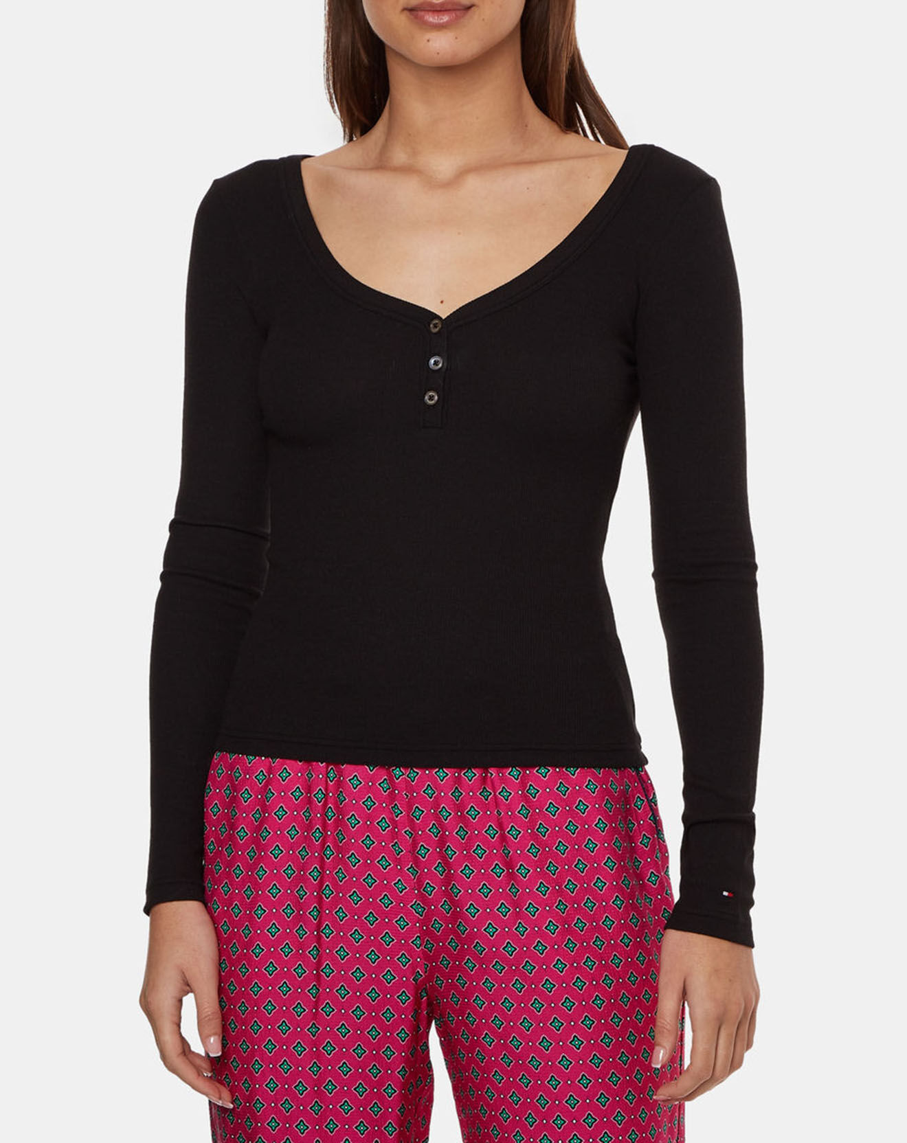 Tommy Hilfiger T-Shirt slim Henley noir