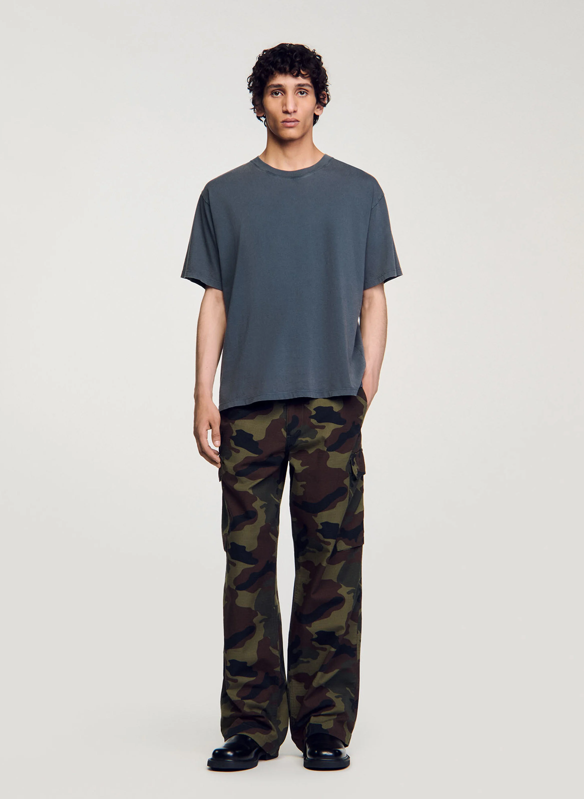 Tee-shirt col rond en coton | Gris