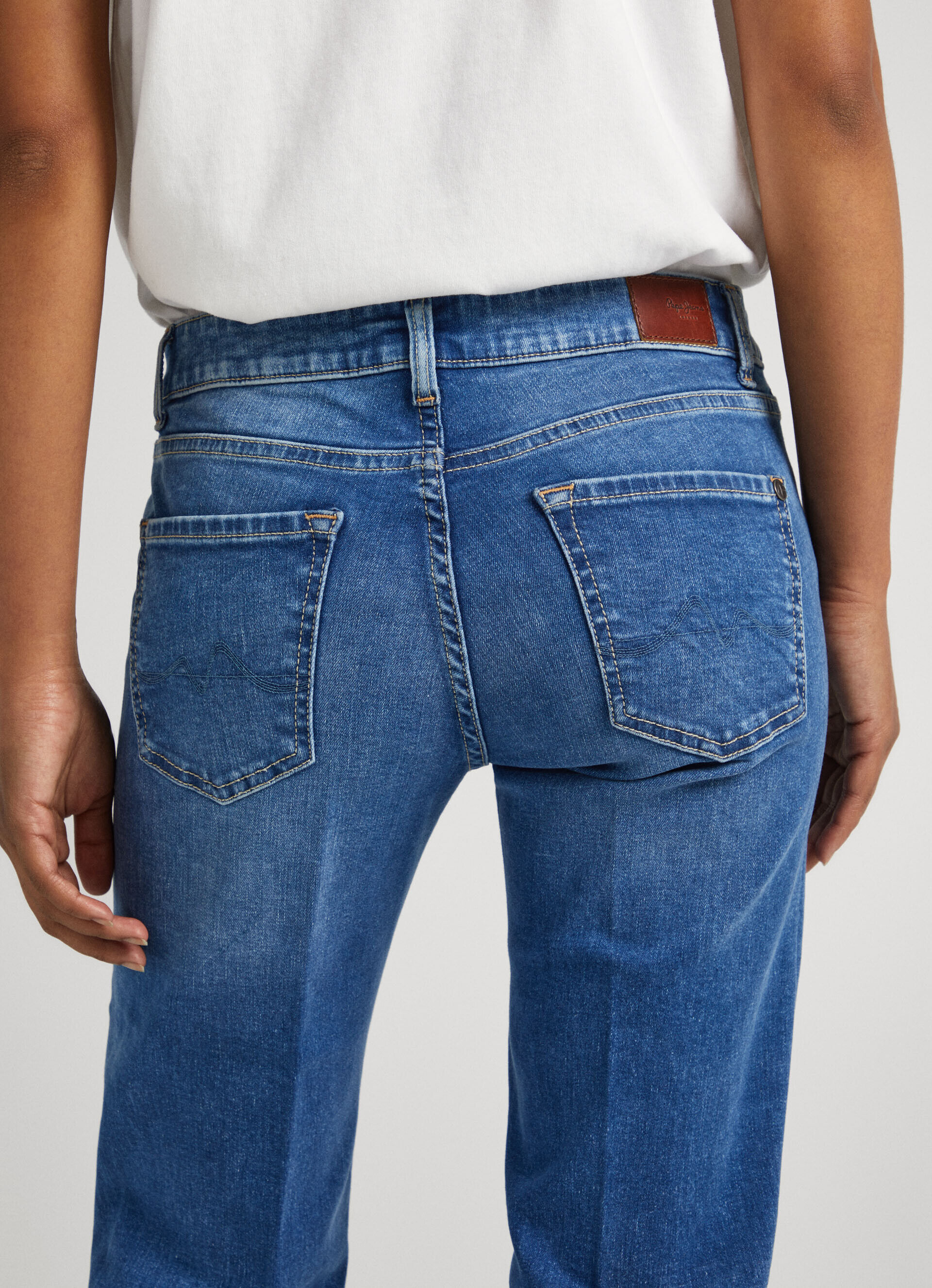 Calça jeans AUBREY FIT SLIM de cintura média - jeans