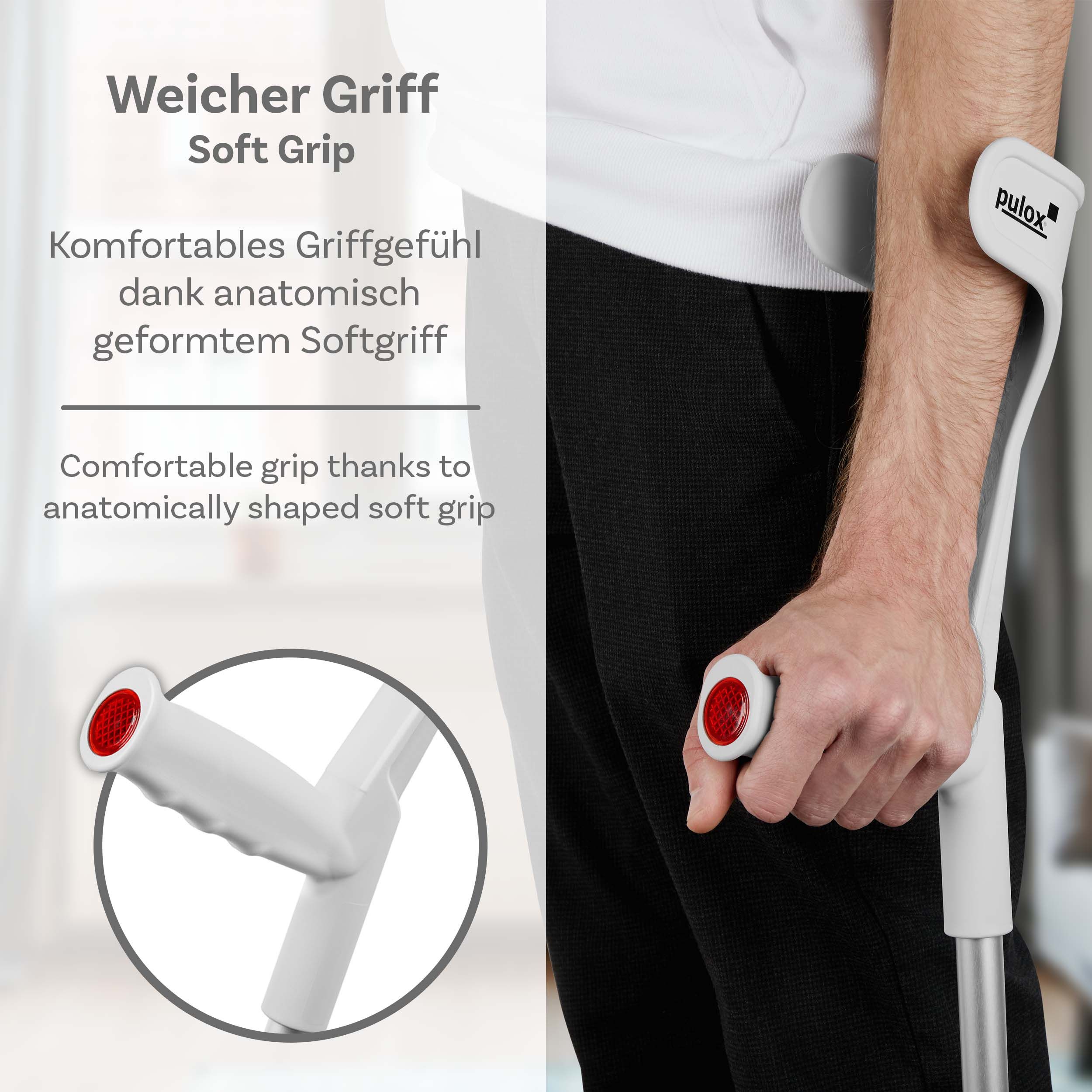 2x Krücken Klassiker (Paar) - Ossenberg Gehhilfen Unterarmgehstützen in Grau
