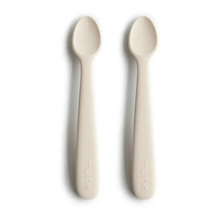 Mushie Cuillères en silicone - Set de 2 | Ivoire