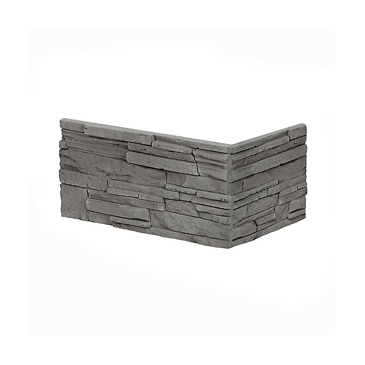 Angle plaquette de parement effet pierre gris Beli L.38,5 x l.13 cm Stegu
