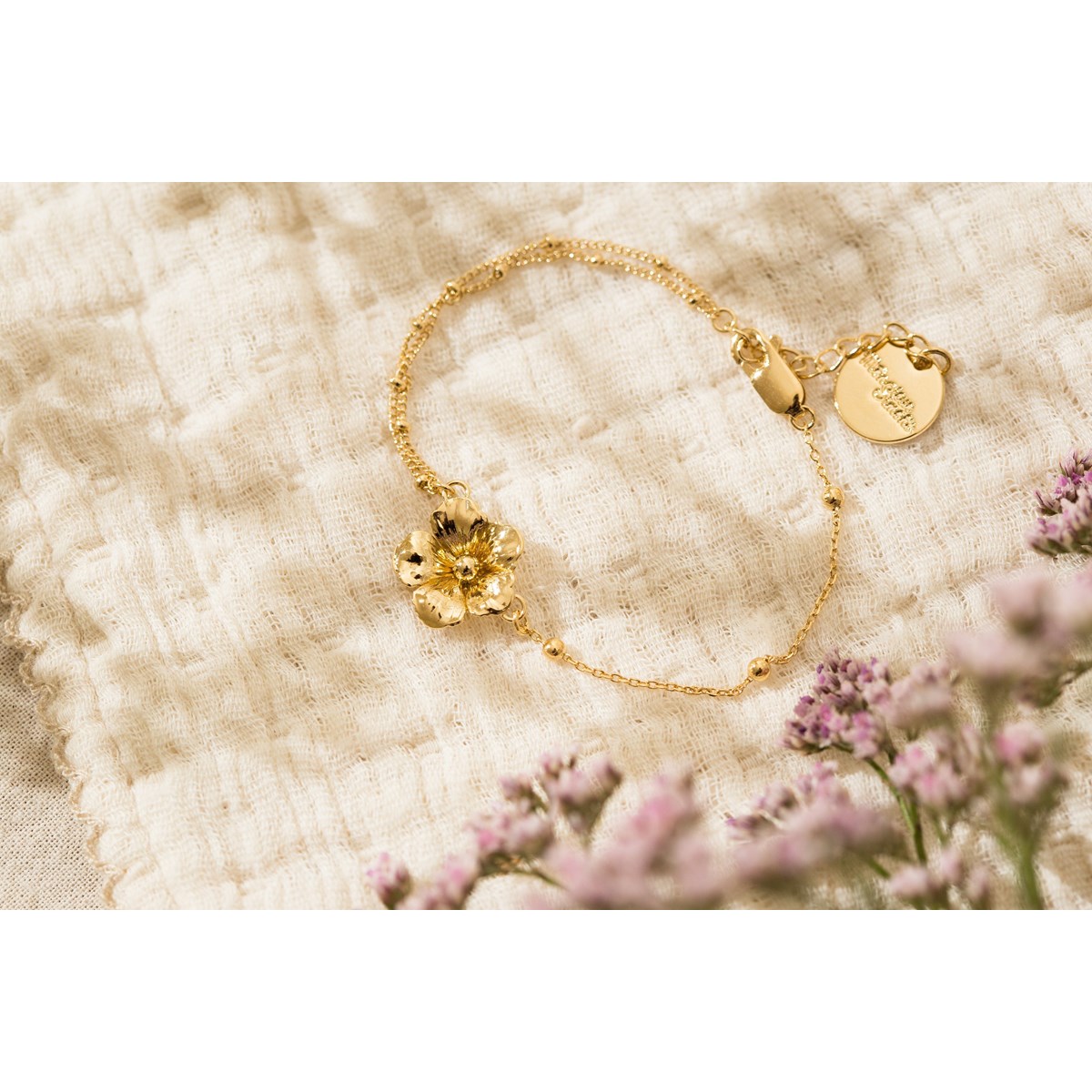 bracelet fleur doré à l'or fin - GAÏA