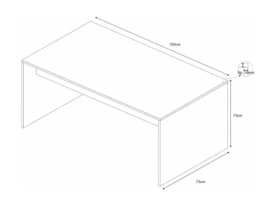 Bureau pour études design moderne design robuste 150×73 WYNAM