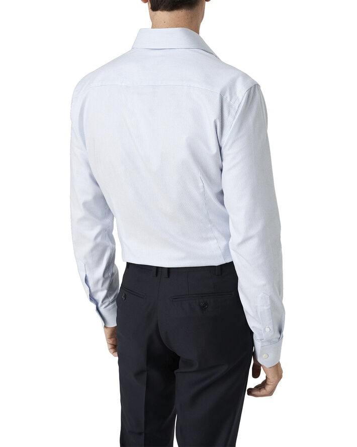 ETON Slim Fit Light Blue Striped Cotton Tencel Lyocell Shirt Blå