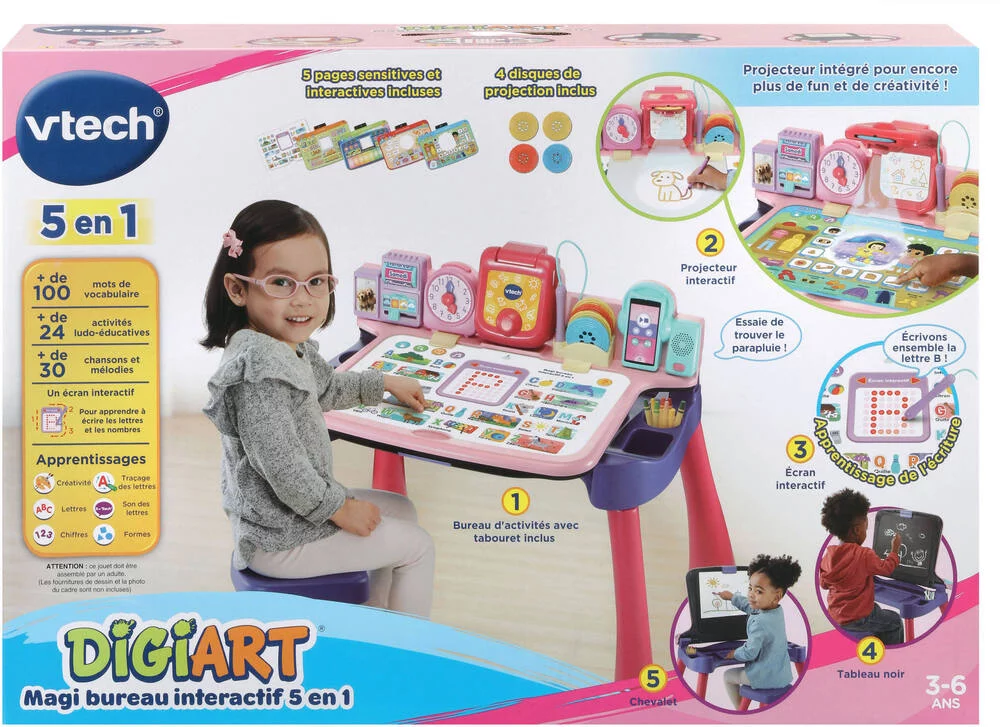 MAGI BUREAU INTERACTIF 5 EN 1 ROSE