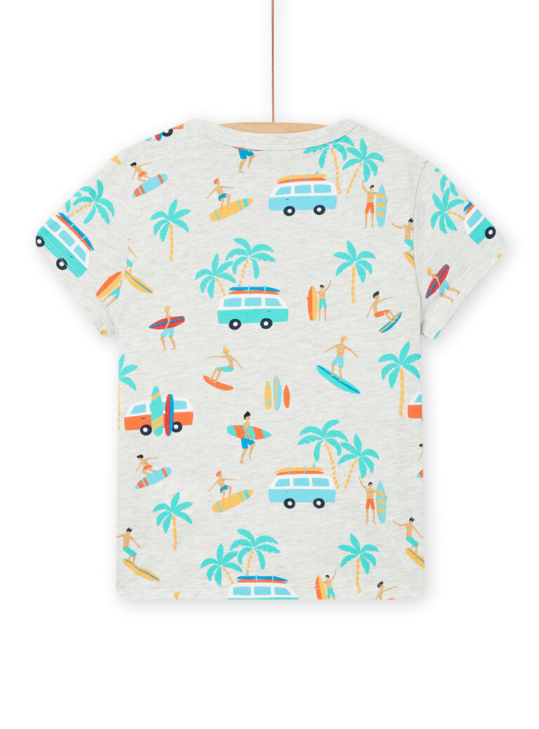 T-shirt manches courtes gris chiné à imprimé fantaisie enfant garçon