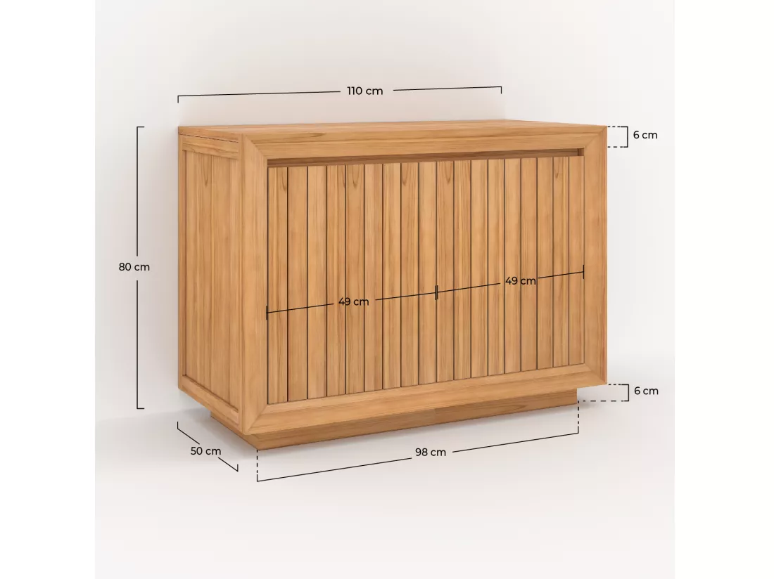 Meuble de salle de bain en bois de teck 110 cm - Pernelle