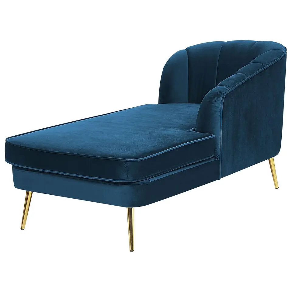 ALLIER - Chaise longue - Blauw - Linkerzijde - Fluweel