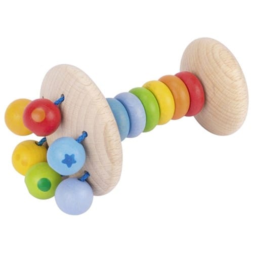 Hochet flexible arc-en-ciel en bois