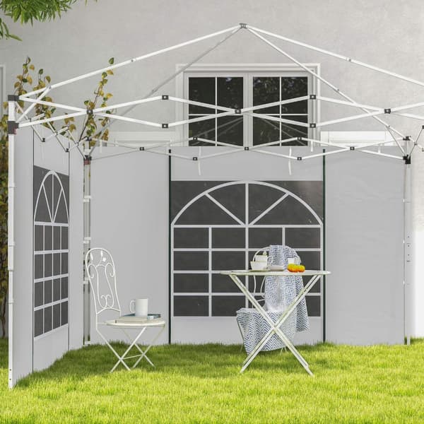 Pavilion Sidepaneler Sett Med 2 Sidevegger Med Vindu Og Dør For 3X3/3X6 M Partytelt, Oxford, Hvit
