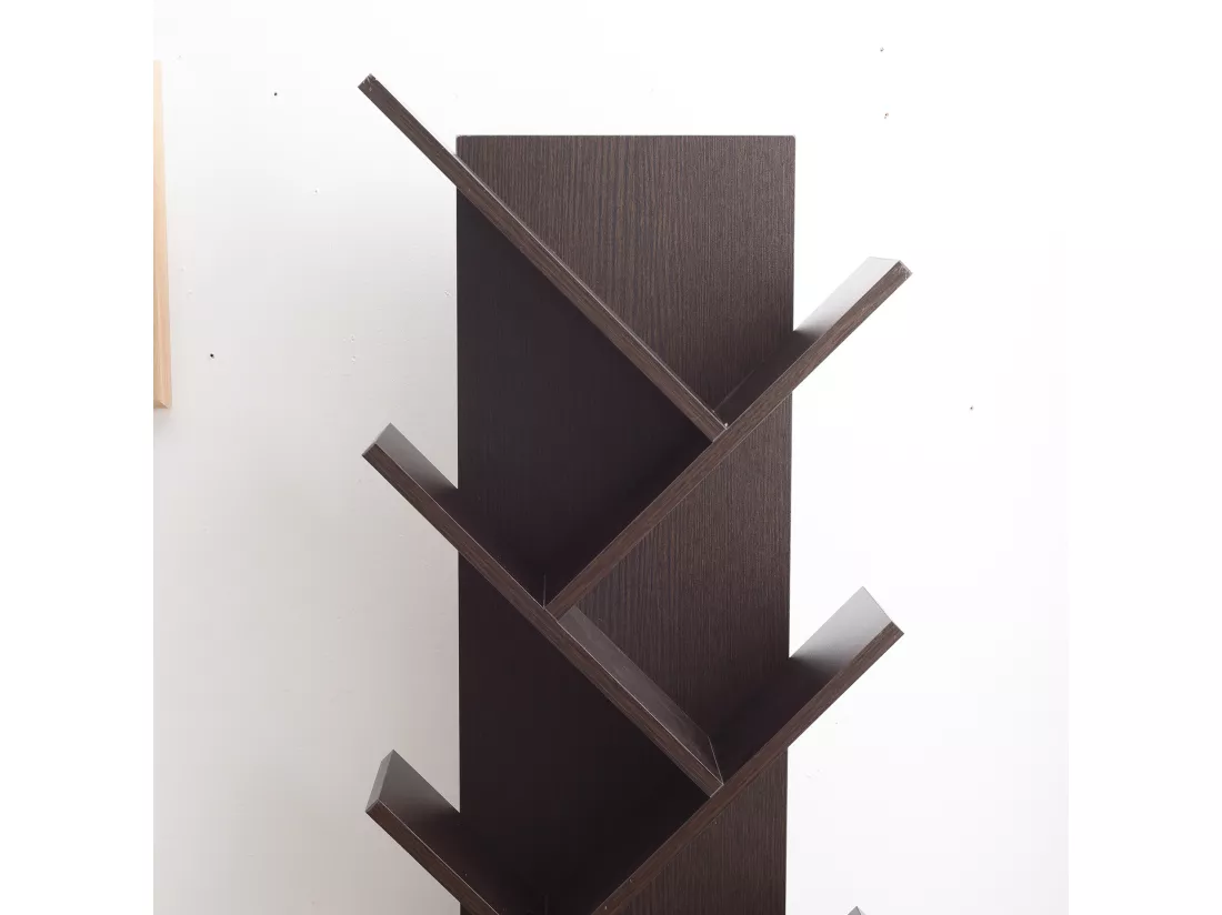 Bibliothèque Etagère 10 Etagères Marron Wengè Bois 160x44,5x22