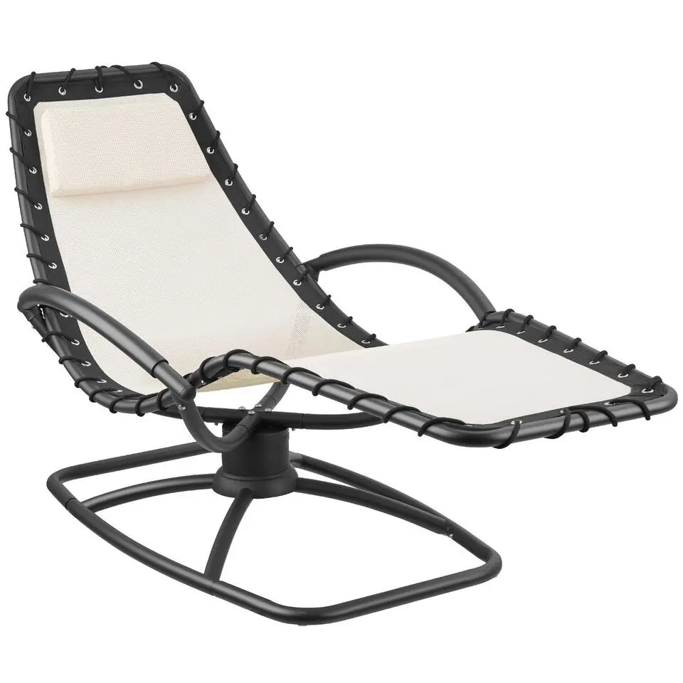 tectake Ligstoel Toulon, ergonomisch, schommelfunctie, Beige