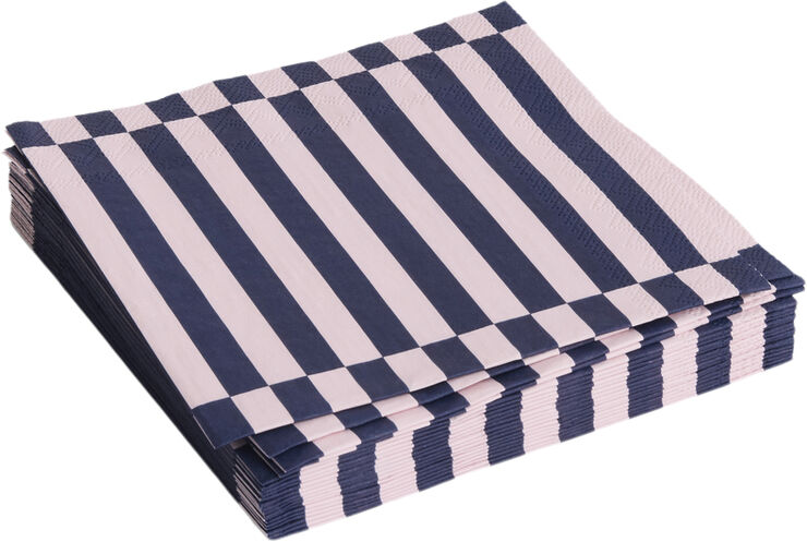 Hay Pattern Napkins-Set of 20 Dinner-Light pink and dark blue pillar strip