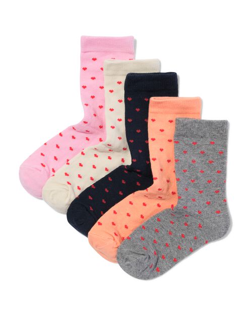 chaussettes en coton cœurs - 5 paires rose