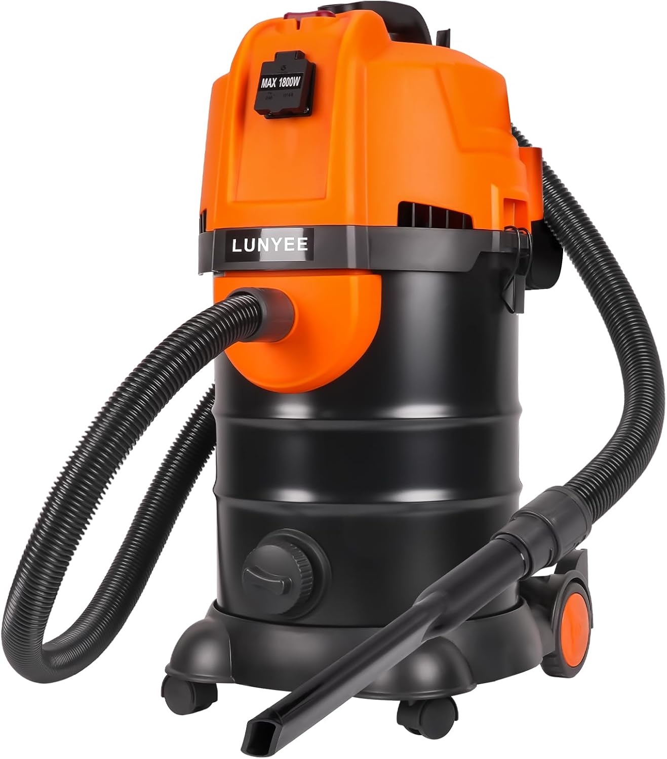 LUNYEE 19KPa Industriestaubsauger mit Einschaltautomatik 30L,1800W Industriesauger Beutellos mit Automatischem Vakuumschalter Zyklon-Staubabscheider Werkstattsauger für CNC-Maschine(Orange)