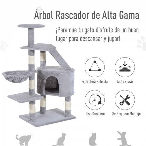 Arranhador para gatos Pawhut com poste cinza