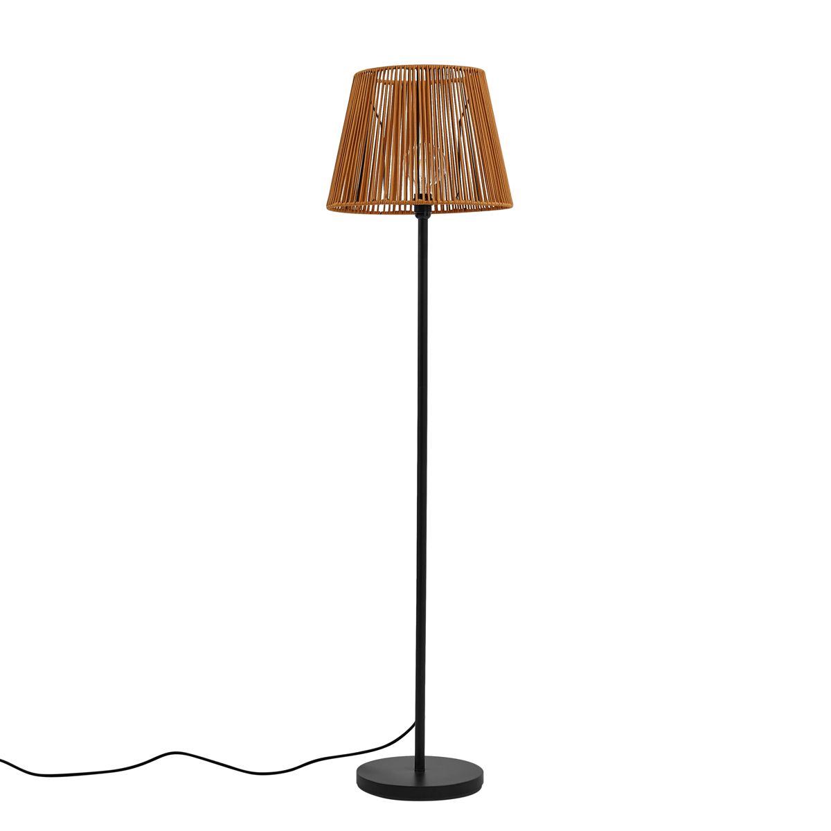 Buiten vloerlamp zwart met kap oranje touw IP44 - Virginia Jayla