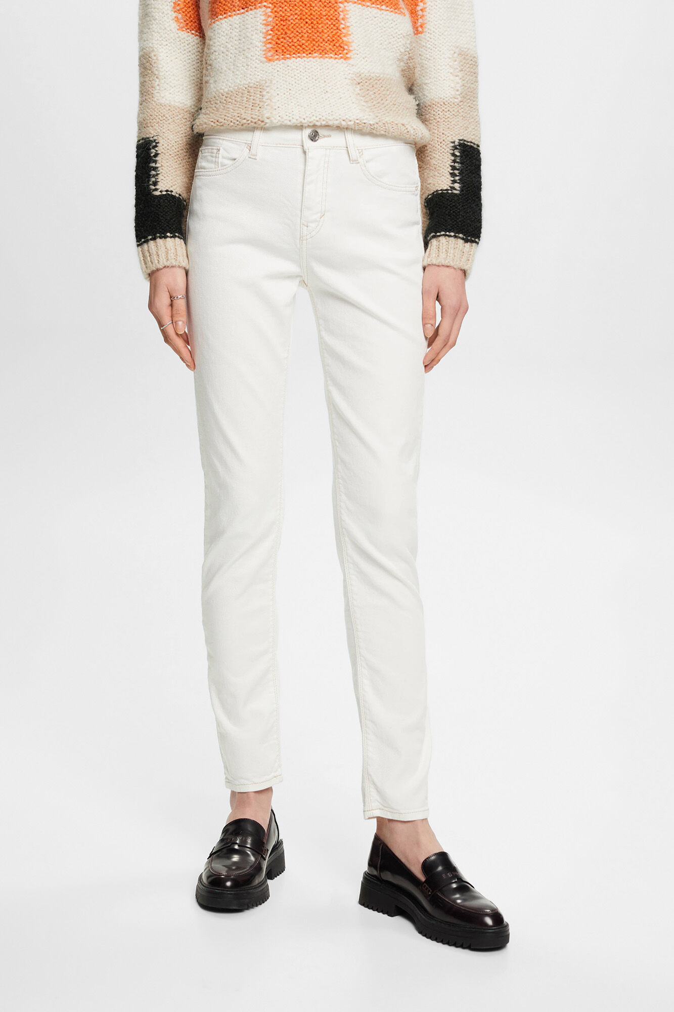 Calça jeans slim fit com 5 bolsos - Branca