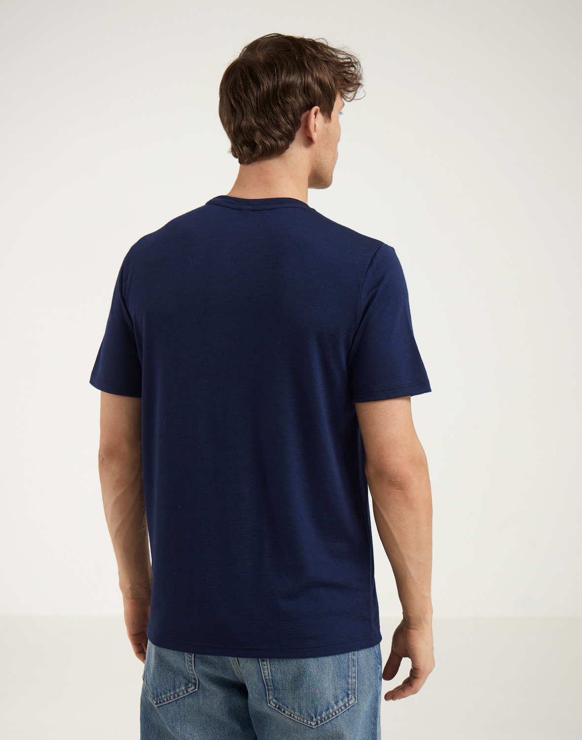 T-shirt van merinowol voor heren in Azuurblauw