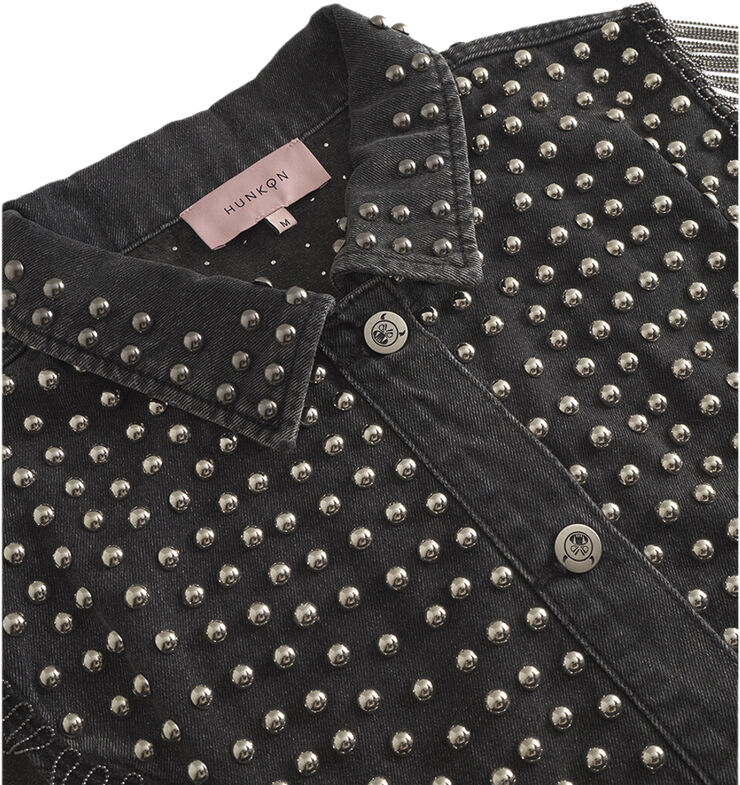 HUNKØN Mette Denim Vest Black