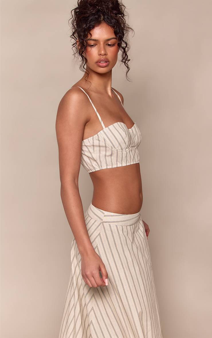 Vert Sauge Top Bralette À Fines Rayures