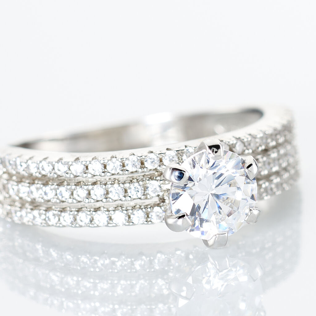 Bague Solitaire Ellora Argent Blanc Oxyde De Zirconium