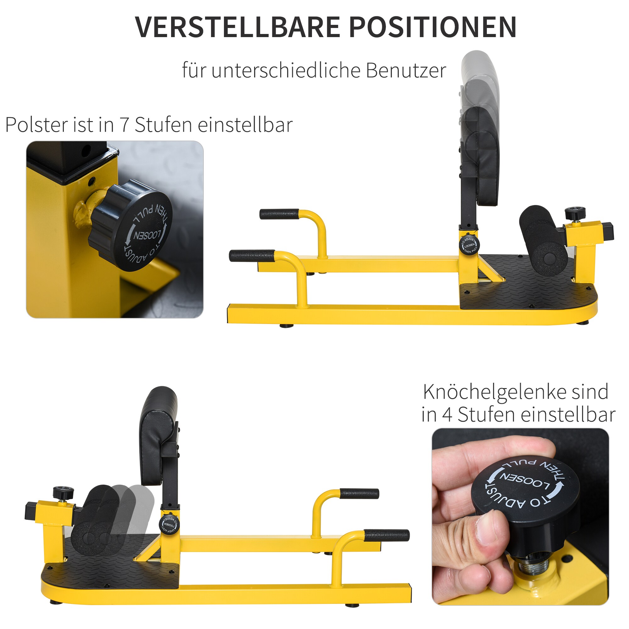 HOMCOM 3-in-1 Trainingsgerät 97 x 50 x 45,5–57,5 cm (LxBxH)