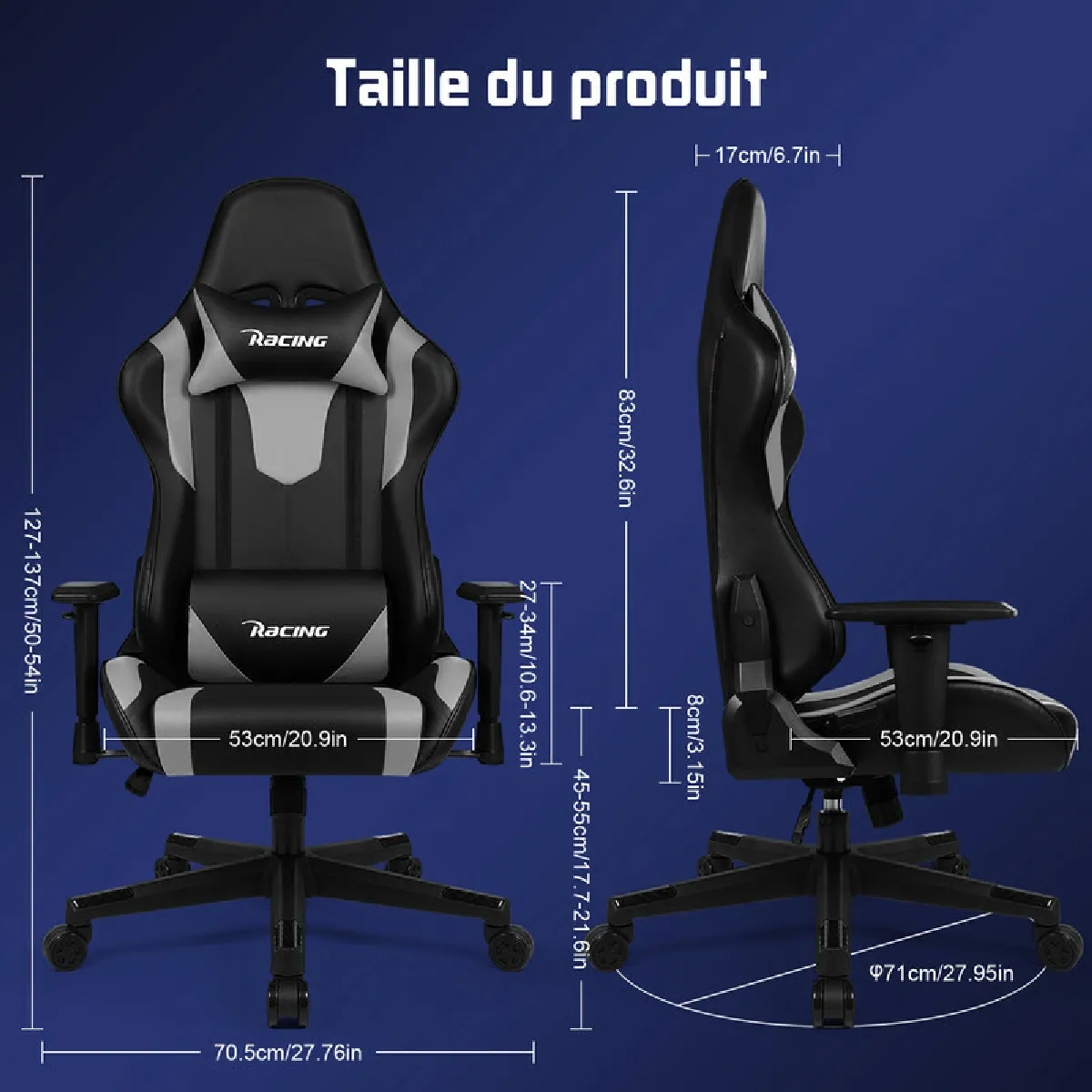Lexzurn Gaming Chair Gris