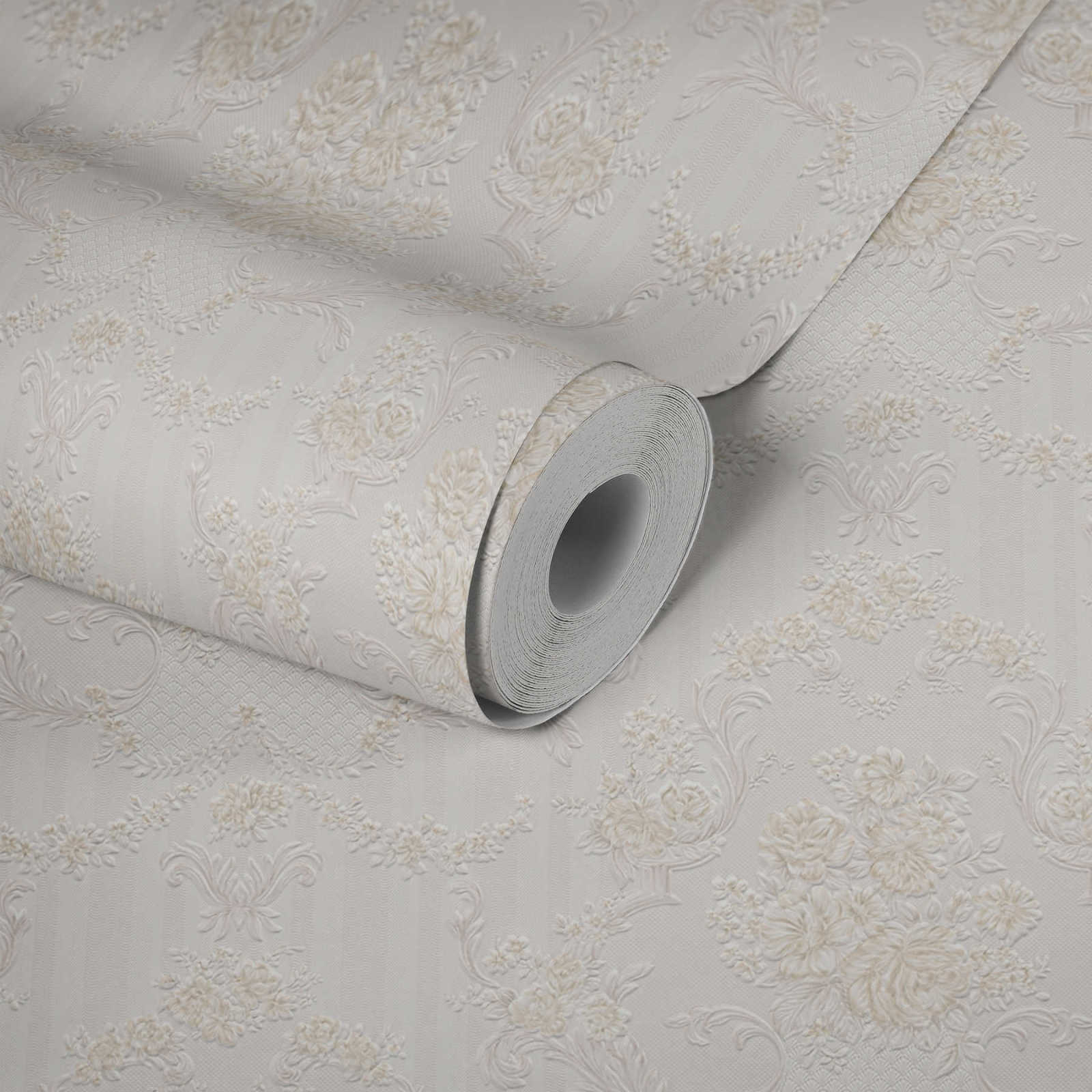 Papiertapete CONCERTO 3 - beige-grau - Barock - 10 Meter