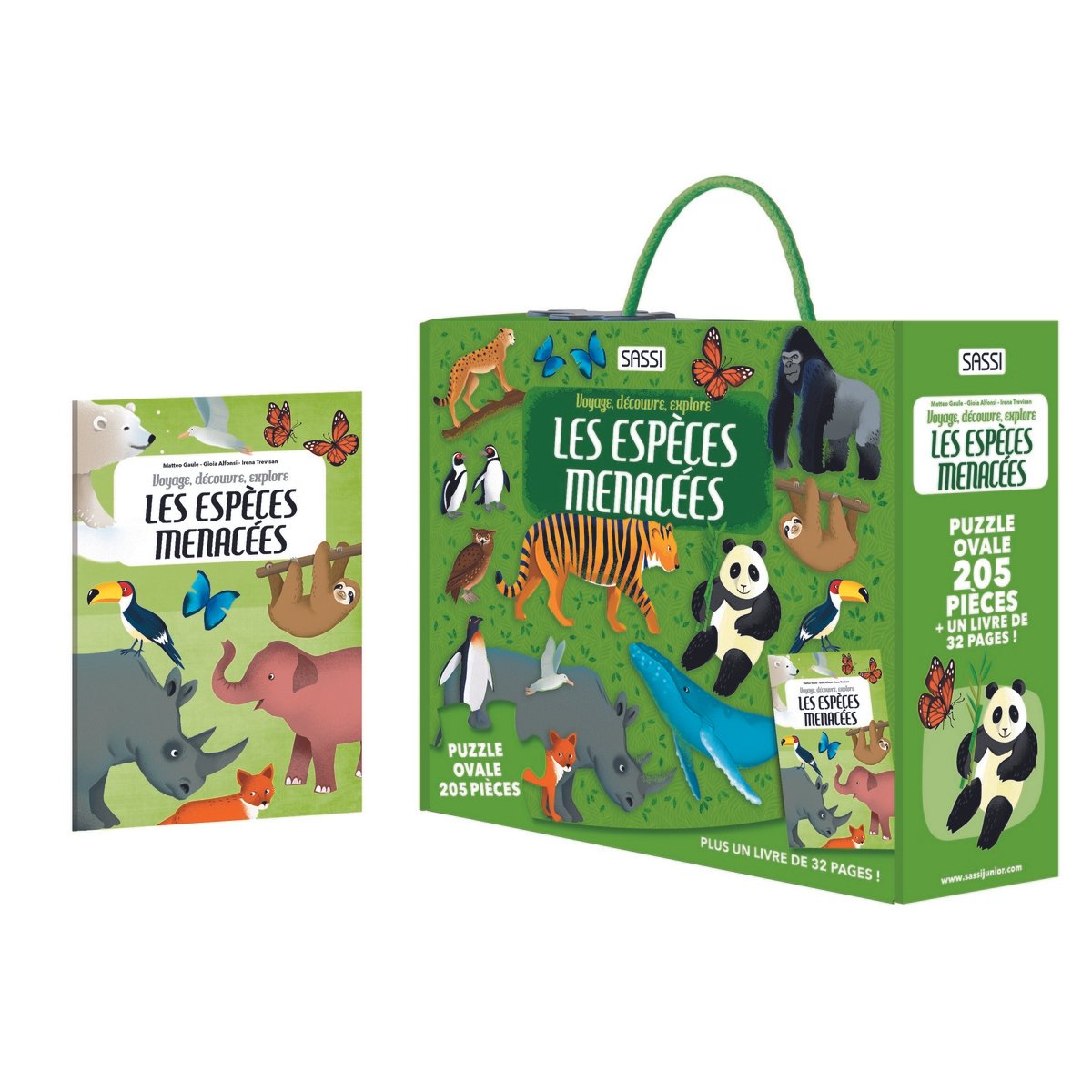 Puzzle ovale 205 pièces + Livre - Espèces menacées