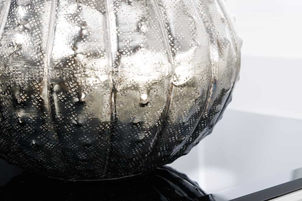 Design Tischlampe ABSTRACT 50cm silber schwarz Metall Stoffschirm handmade