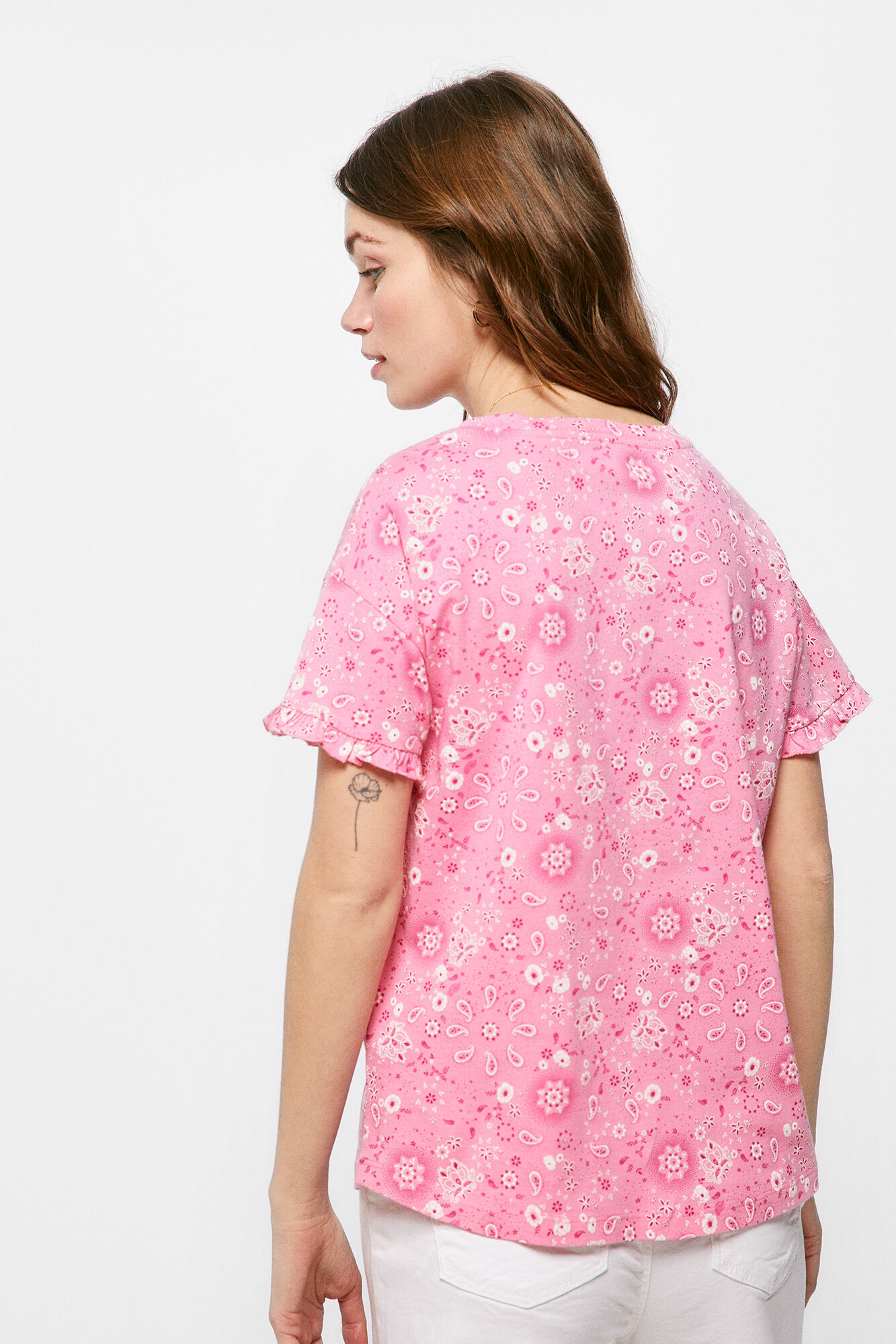 Camiseta com estampa de mangas fantasia - Roxa