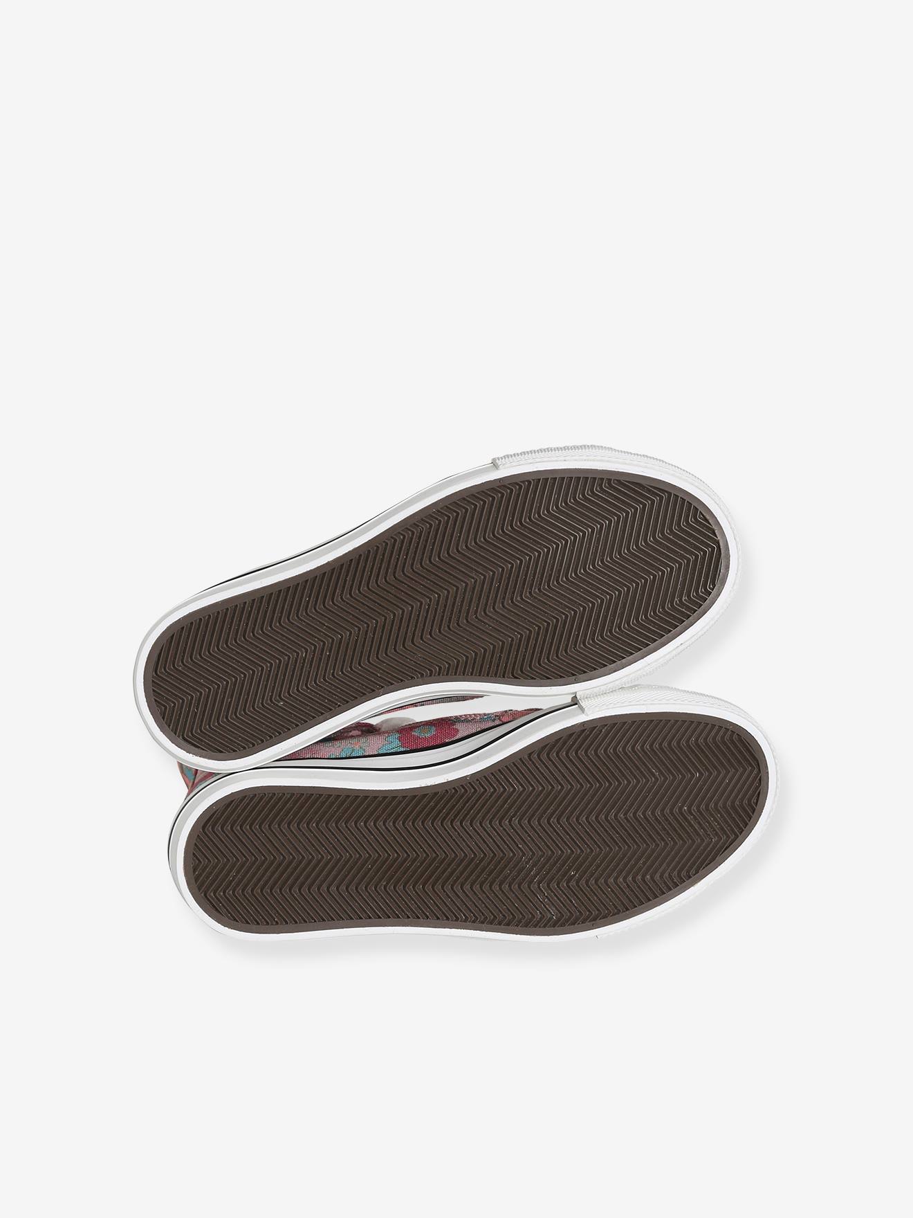 Tênis de cano alto em lona com estampa de fantasia, para meninas, na cor rosa médio.