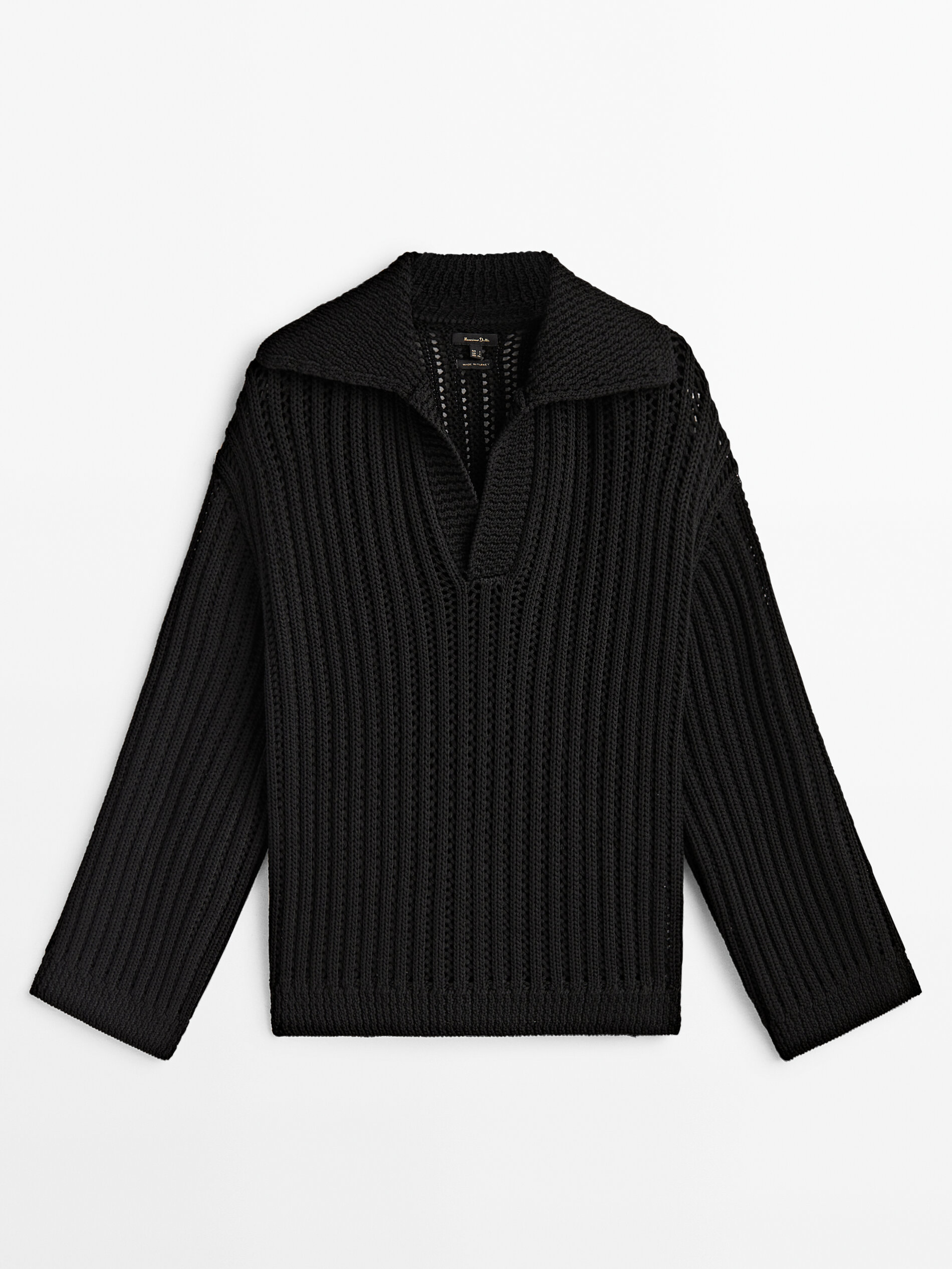 Polo cuello com estrutura em malha jersey - PRETO