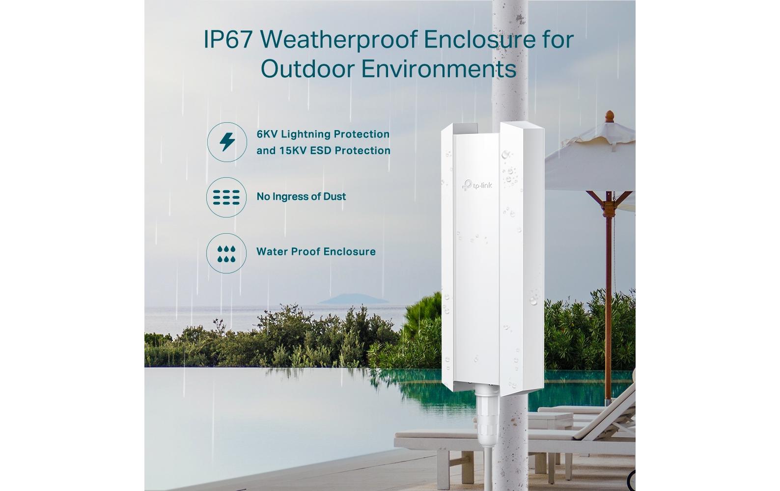 Outdoor Access Point Omada WiFi 6 EAP650<br>AX3000 WiFi 6 Access Point für Outdoor-Umgebungen mit Langstreckenabdeckung