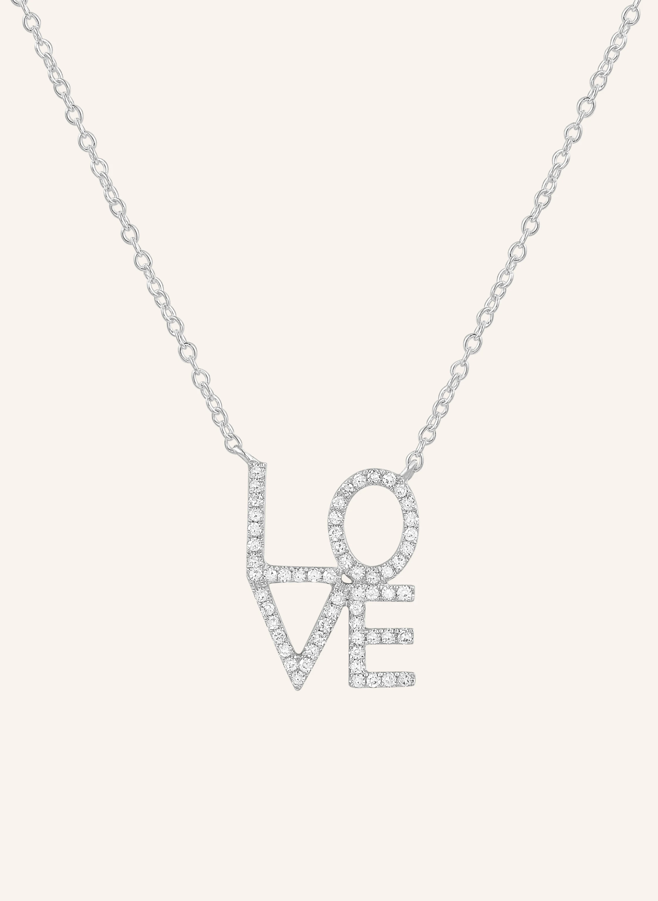 Leaf Halskette LOVE aus 18 Karat Weißgold mit Diamanten