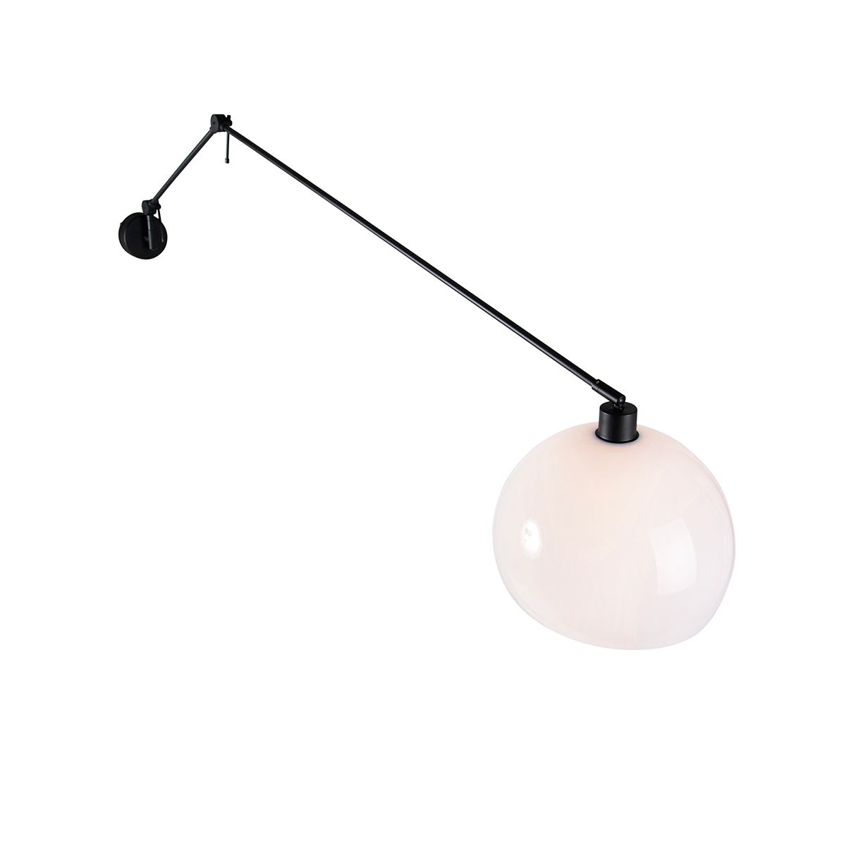 Wandlamp zwart met kap wit 30 cm verstelbaar - Blitz