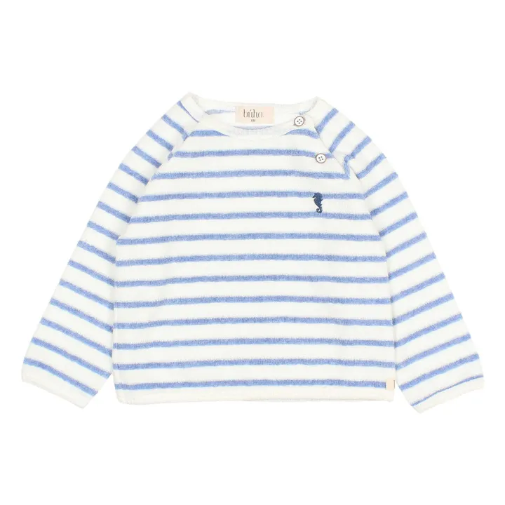 Búho Sweat Rayé Eponge Bébé | Bleu ciel