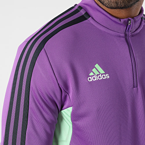 Sweat Col Zippé A Bandes Real HT8803 Violet