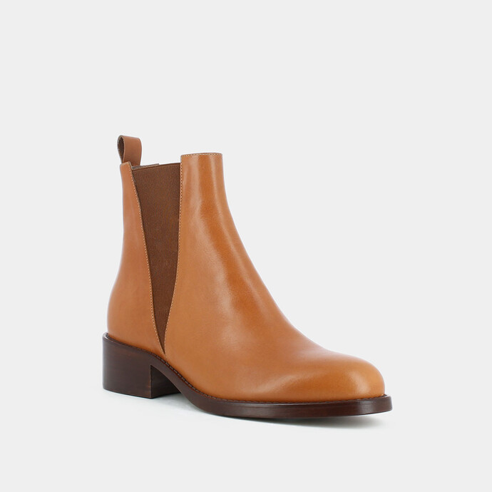 Bottines à élastiques  en cuir camel
