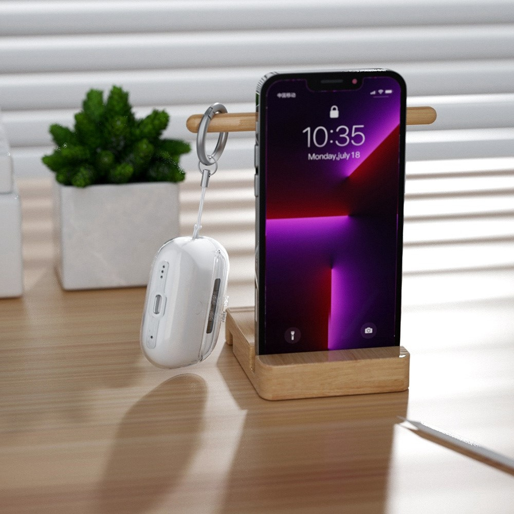 AirPods Pro 2 / AirPods Pro Gummi Schutzhülle Abdeckung mit Schlüsselring - Lila / Transparent