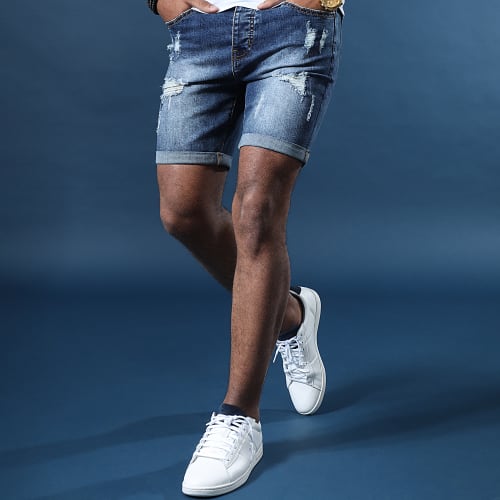 Short Jean Avec Dechirures LB054-B11 Bleu Medium