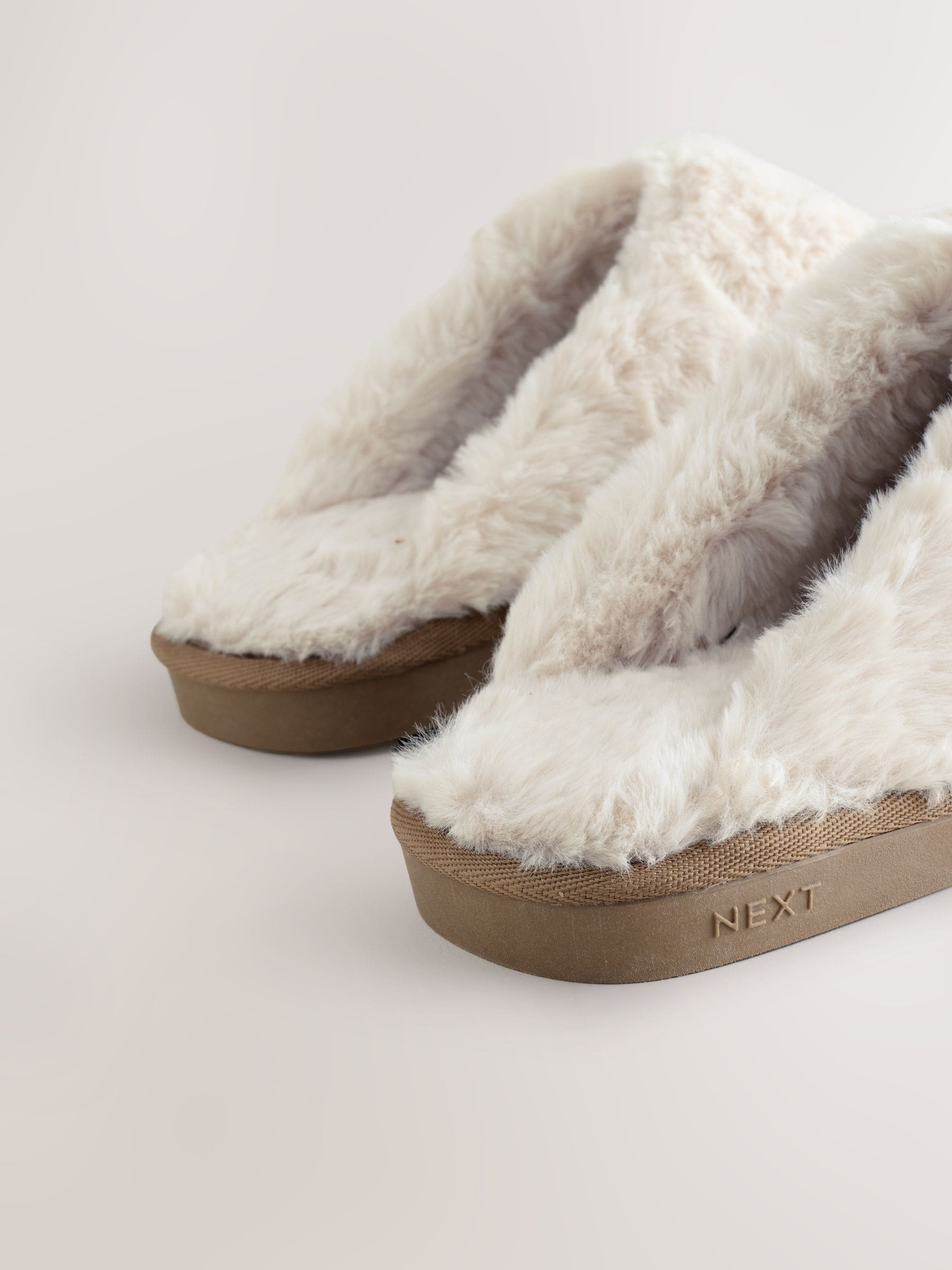 Lichtbruin - Rib Suede Mule Slippers