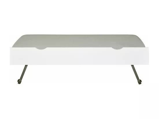 Sommier gigogne avec façade 2 mains 80x190 cm bois massif blanc MAKURIA