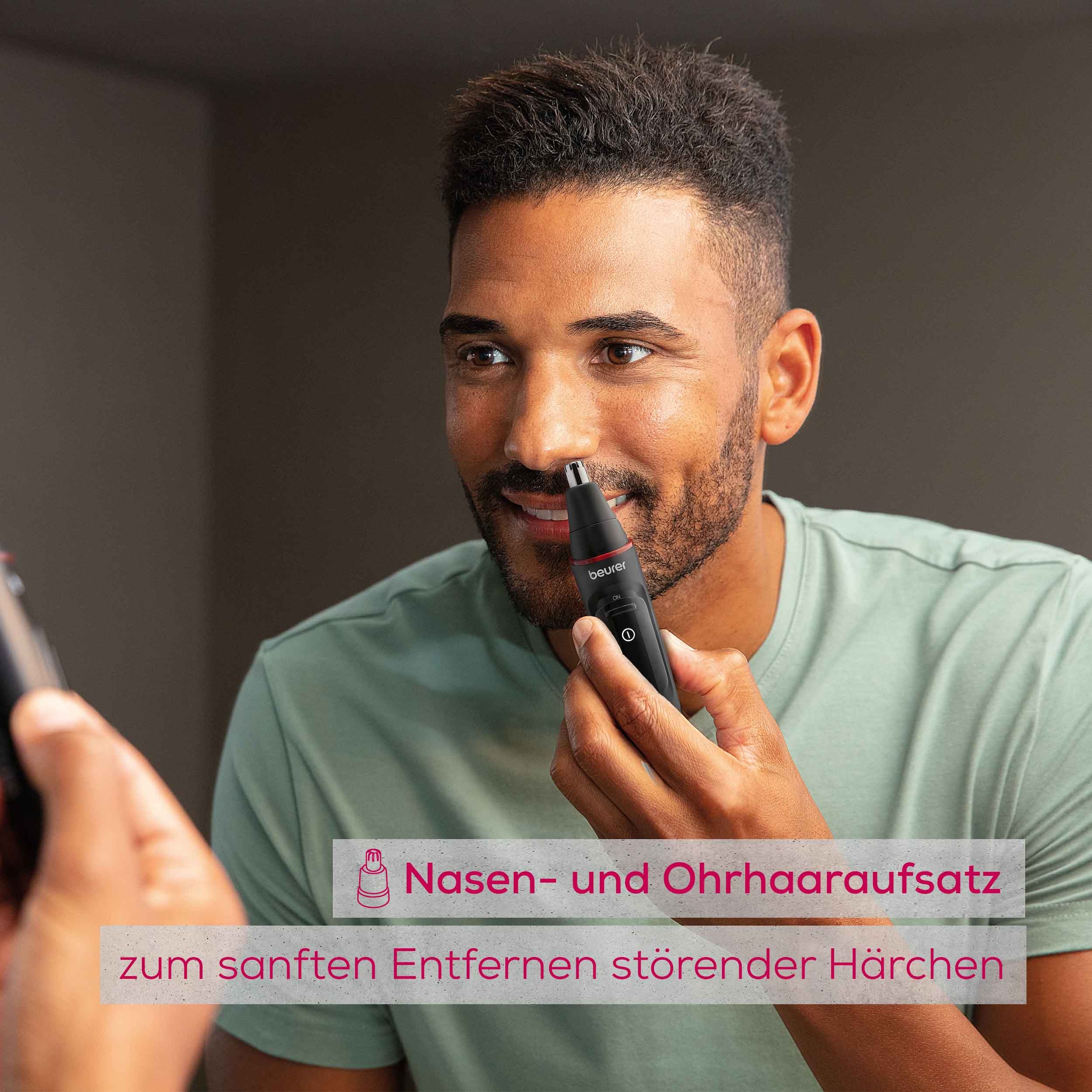 BEURER Nasen- und Ohrhaartrimmer »MN3X, Präzisionstrimmer für Augenbrauen, Nasen- sowie Ohrhaare« 3 Aufsätze Mit 2 Aufsätzen und extra Kammaufsatz mit 3 und 6 mm