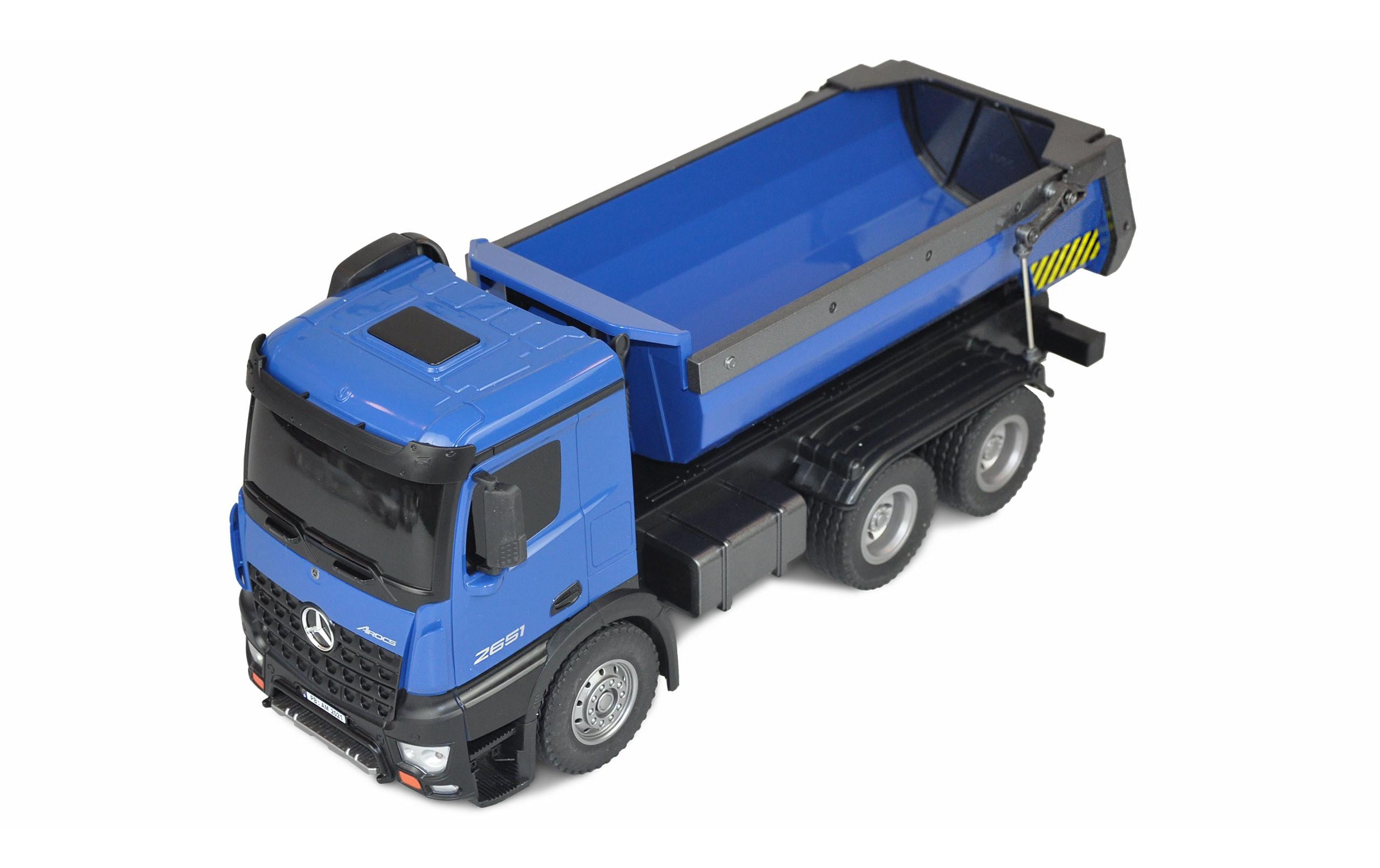 Lastwagen Mercedes-Benz Arocs 6x4, Blau 1:18, RTR<br>Detailliertes Lastwagen Modell mit Kipper und LED Beleuchtung